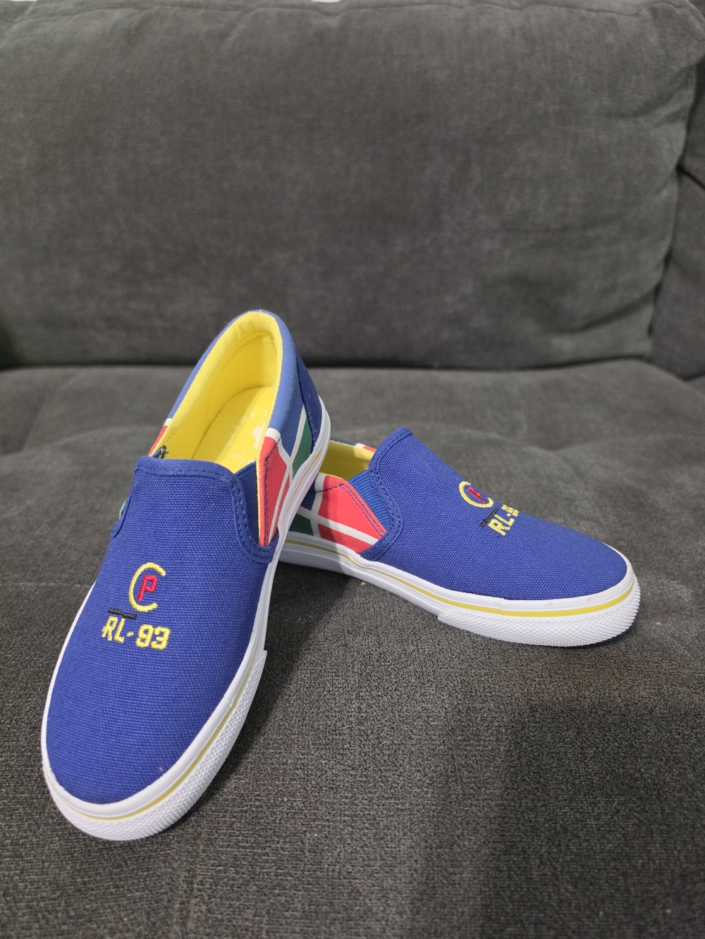 Polo by Ralph Lauren Blue Kids Slip-On Sneakers with Multicolor Accents